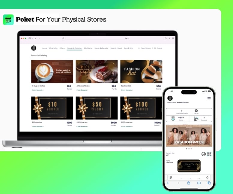 Poket loyalty rewards solution for physical store