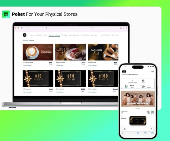 Poket loyalty rewards solution for physical store
